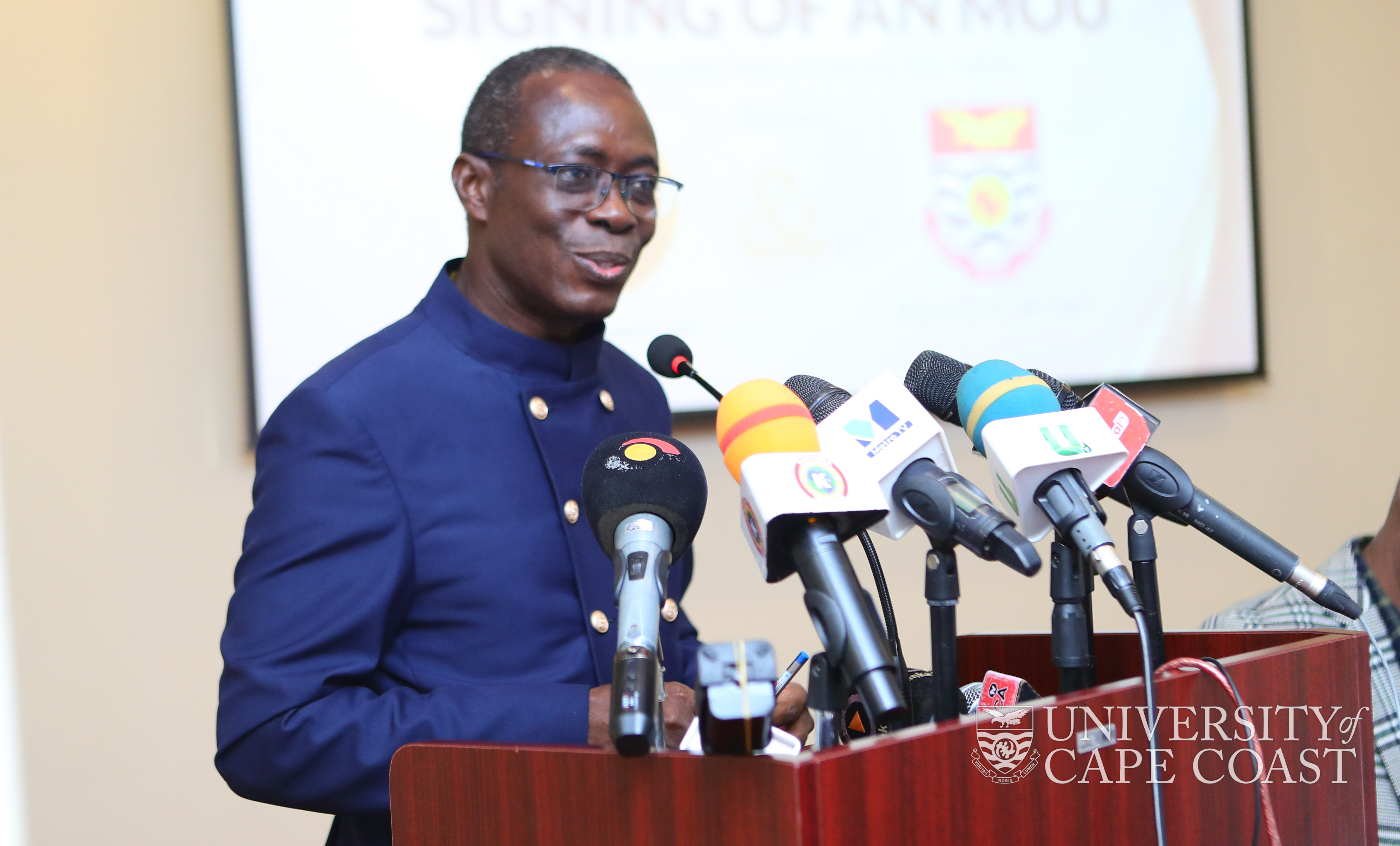 Vice-Chancellor of UCC, Prof. Johnson Nyarko Boampong delivering his address