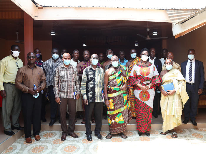 The UCC delegation with the Paramount Chief and elders of Agona Nyakrom