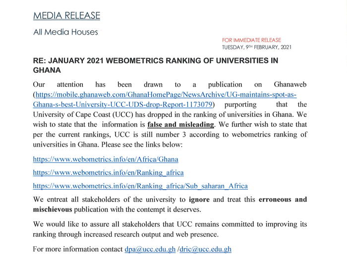 UCC Ranking